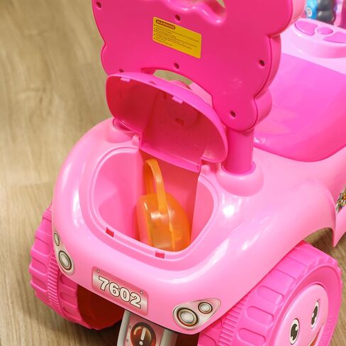 QABA Toddler Push Car ، قدمًا من القدم إلى أرضية مع قرن وضوء وموسيقى وعجلة قيادة وجهاز مضاد للخلل وتحت تخزين المقاعد ، سيارة انزلاق للأطفال للفتيات الفتيات 18-36 شهرًا ، أزرق in Saudi Arabia