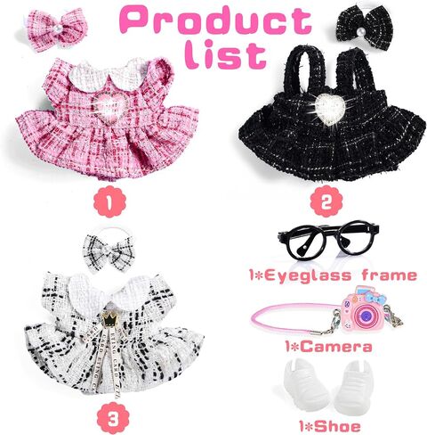 iBayda Total 3 Sets Doll Clothes Accessories for 17cm Dolls Include: 3 Hats, 3 Tops, 3 Rompers, 1 Bag, 1 Glasses and 1 Shoes- Soft & Stylish Costume Accessories (Doll Not Icluded) in Kuwait