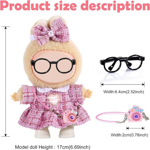 iBayda Total 3 Sets Doll Clothes Accessories for 17cm Dolls Include: 3 Hats, 3 Tops, 3 Rompers, 1 Bag, 1 Glasses and 1 Shoes- Soft & Stylish Costume Accessories (Doll Not Icluded) in Kuwait