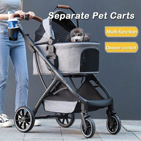 Pet Cat Stroller قابلة للطي متعددة الكلب كراسي الدفع للكلاب الصغيرة مع حامل الكأس ، عربة Cat Cat Dog Buggy عربات الحيوانات الأليفة القابلة للفصل للكلاب الصغيرة والمتوسطة (الأخضر) in Kuwait