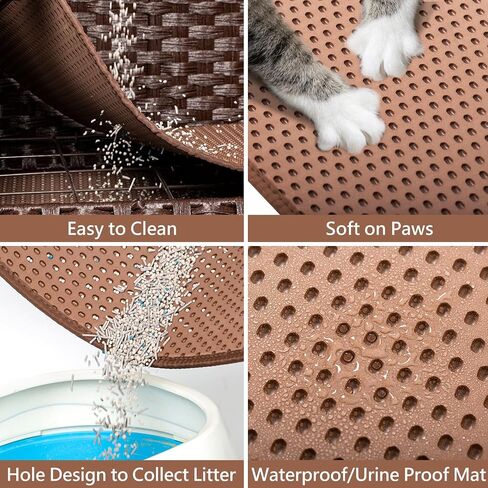 Handwoven Rattan Cat Litter Box Enclosure Furniture - Hidden Cabinet with Odor-Control Mat, Anti-Spill Fence & Secure S-Hooks for Living Room/Bedroom, 18.2"x18.2"x24.5" (Natural) in Saudi Arabia