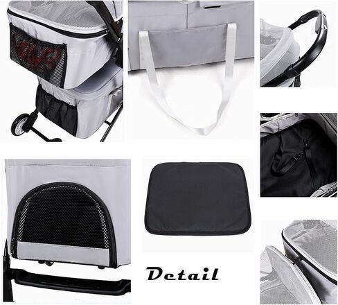 Double-Layer Pet Stroller for Cats and Dogs, Double Travel Dog Pram Strollers Detachable Pet Stroller Pushchair Cat Buggy Cart Carrier Dog Pushchair for Twin or Multiple (Purple) in Saudi Arabia