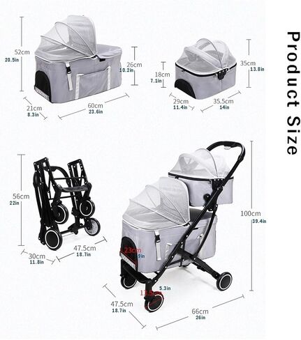 Double-Layer Pet Stroller for Cats and Dogs, Double Travel Dog Pram Strollers Detachable Pet Stroller Pushchair Cat Buggy Cart Carrier Dog Pushchair for Twin or Multiple (Purple) in Saudi Arabia