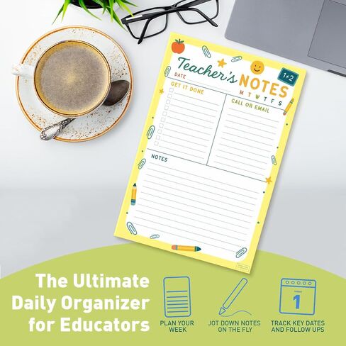 Sweetzer & Orange Teacher Planner Pad – Weekly Undated Lesson Planner for Teachers – 60 Tear-Off Sheets – 9" x 6" Compact Desk Notepad with Notes and Contact Section – Stylish Peach Border in Saudi Arabia