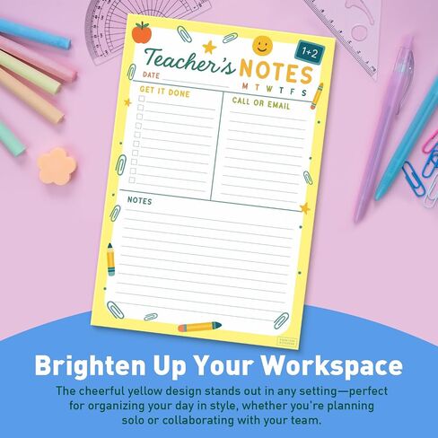 Sweetzer & Orange Teacher Planner Pad – Weekly Undated Lesson Planner for Teachers – 60 Tear-Off Sheets – 9" x 6" Compact Desk Notepad with Notes and Contact Section – Stylish Peach Border in Saudi Arabia