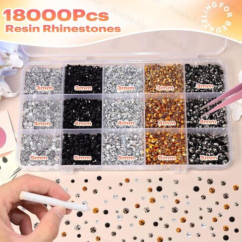 15000pcs أحجار الراين الذهبية السوداء لخلط الأحجام ذات الأحجام الجوهرية الراتنج الراتينج ، والأحجار الكريمة الذهبية السوداء لؤلؤة من أجل الصياغة ، ومسطح الراتنجات الراتنجات لحرف الماكياج DIY tumblers tumblers in Kuwait