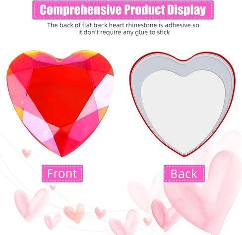Chuangdi 516 PCS Heart Rhinestones Sticker Acrylic Heart Gems ملصقات الكريستال الأحجار الكريمة ذاتية لاصقة من الأحجار الكريهان في الجوهرة للحرف اليدوية DIY (لون مشرق) in Saudi Arabia
