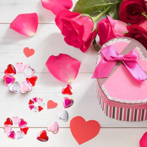 Chuangdi 516 PCS Heart Rhinestones Sticker Acrylic Heart Gems ملصقات الكريستال الأحجار الكريمة ذاتية لاصقة من الأحجار الكريهان في الجوهرة للحرف اليدوية DIY (لون مشرق) in Saudi Arabia
