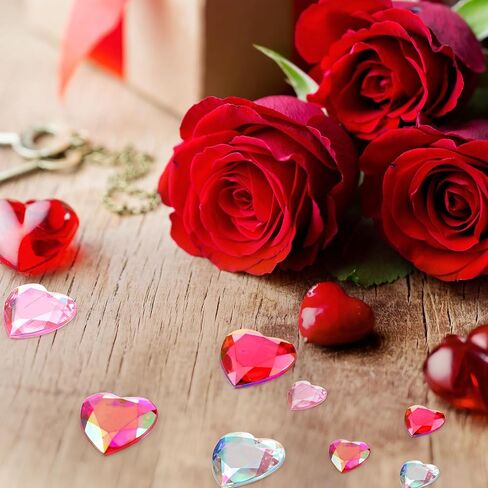 Chuangdi 516 PCS Heart Rhinestones Sticker Acrylic Heart Gems ملصقات الكريستال الأحجار الكريمة ذاتية لاصقة من الأحجار الكريهان في الجوهرة للحرف اليدوية DIY (لون مشرق) in Saudi Arabia