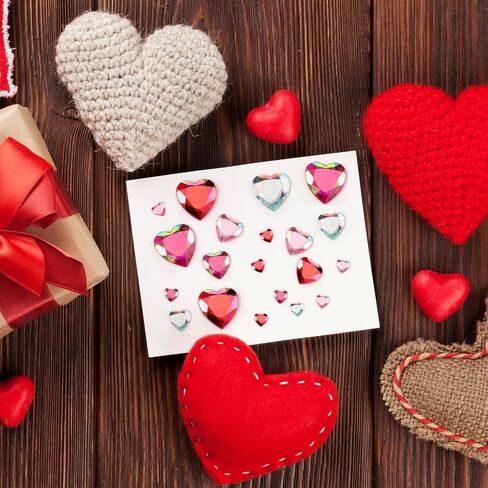 Chuangdi 516 PCS Heart Rhinestones Sticker Acrylic Heart Gems ملصقات الكريستال الأحجار الكريمة ذاتية لاصقة من الأحجار الكريهان في الجوهرة للحرف اليدوية DIY (لون مشرق) in Saudi Arabia