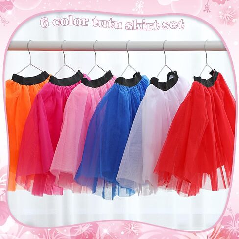 6 Pcs Women's Tutu Skirt Colorful Lightweight Dance Runners Tutu Elastic 3 Layered Tulle Neon Tutu Classic 1980s Costumes for Women Dress up Birthday Party, 6 Colors in Saudi Arabia