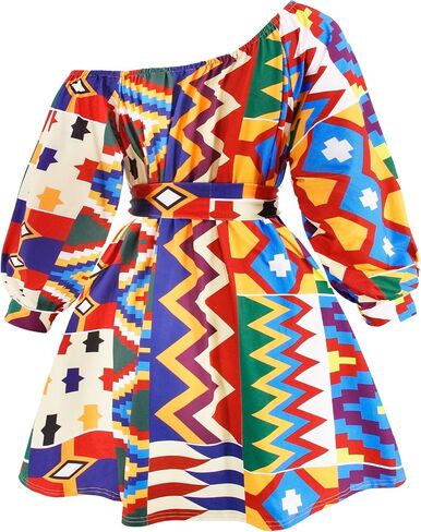 فستان مطبوع من Mocure African Dashiki بأكمام طويلة متوسط ​​الطول مناسب لفساتين Foraml A Line in Kuwait