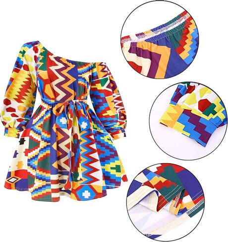 فستان مطبوع من Mocure African Dashiki بأكمام طويلة متوسط ​​الطول مناسب لفساتين Foraml A Line in Kuwait