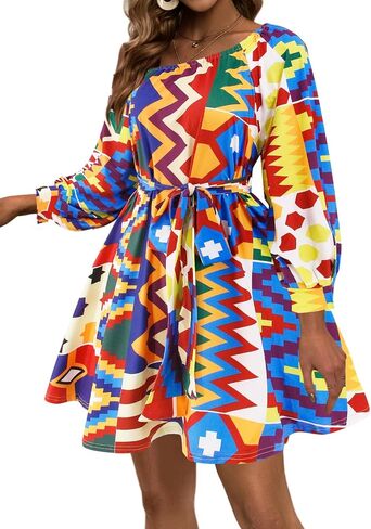 فستان مطبوع من Mocure African Dashiki بأكمام طويلة متوسط ​​الطول مناسب لفساتين Foraml A Line in Kuwait