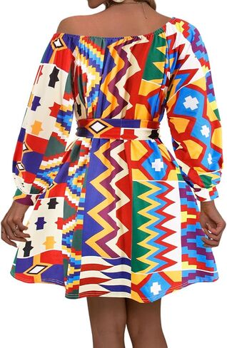 فستان مطبوع من Mocure African Dashiki بأكمام طويلة متوسط ​​الطول مناسب لفساتين Foraml A Line in Kuwait