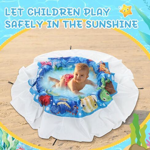 2 Sets 6.5 x 6.5 ft Baby Beach Pool for Toddler Beach Pool Blanket 2 in 1 Waterproof Sandproof Kiddie with Portable Carrying Water Bag, Flexible Foldable Sand for Kid Vacation Picnic in Saudi Arabia