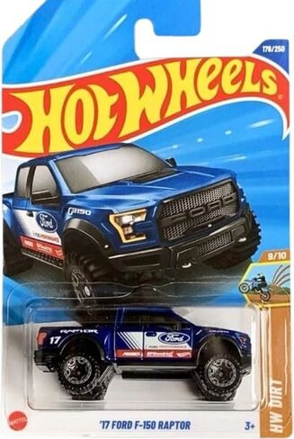 Hot Wheels '17 Ford F-150 Raptor [Blue], Dirt 9/10, 178/250, 1:64 Scale Diecast Car in Saudi Arabia