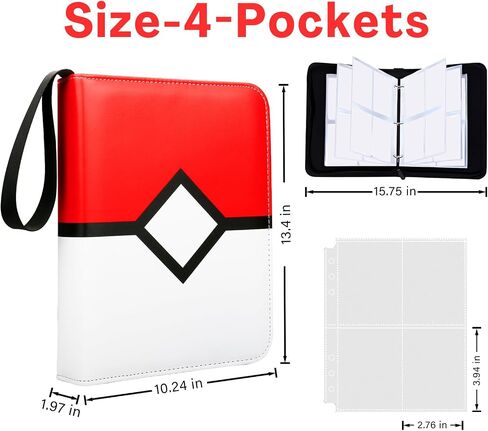 Binder مع 4 جيوب مع سحاب ل 50 صفحة ، 400 موثق Collector's Collector ، ألبوم Collector لبطاقات MTG TCG Sports Cards in Saudi Arabia