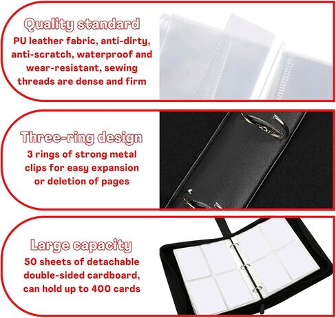 Binder مع 4 جيوب مع سحاب ل 50 صفحة ، 400 موثق Collector's Collector ، ألبوم Collector لبطاقات MTG TCG Sports Cards in Saudi Arabia