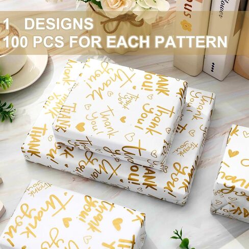 JarThenaAMCS 100 Sheets Thank You Tissue Paper Gold Gift Wrapping Paper for DIY Arts Crafts Holiday Wedding Baby Shower Birthday, 14 x 20 Inch in Saudi Arabia
