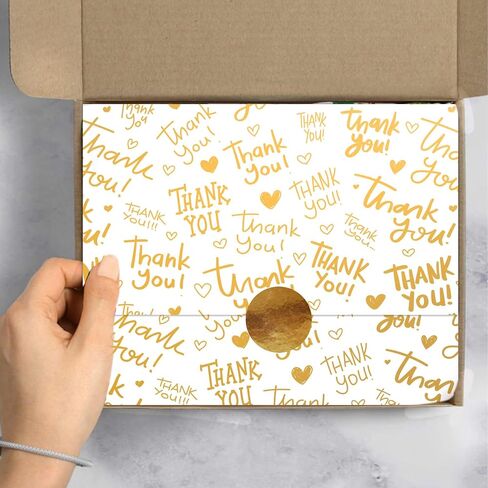JarThenaAMCS 100 Sheets Thank You Tissue Paper Gold Gift Wrapping Paper for DIY Arts Crafts Holiday Wedding Baby Shower Birthday, 14 x 20 Inch in Saudi Arabia