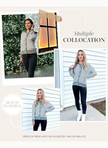 Dokotoo Cardigan Sweaters for Women V Neck Button Down Long Sleeve Plaid Knit Cardigans Sweater Tops in Kuwait