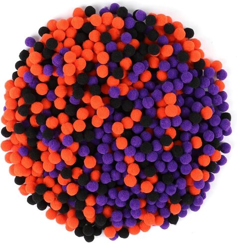 Ccinee 800pcs هالوين بوم بومز كرات للحرف اليدوية ، كرات القطن الملونة مصغرة الحرف بوم بومس لديكورات مدرسة هالوين ديي in Saudi Arabia