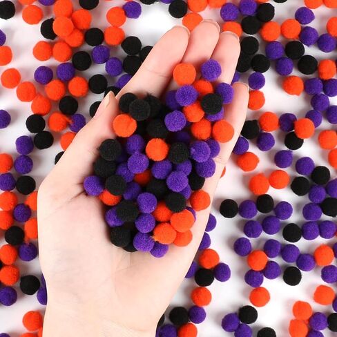 Ccinee 800pcs هالوين بوم بومز كرات للحرف اليدوية ، كرات القطن الملونة مصغرة الحرف بوم بومس لديكورات مدرسة هالوين ديي in Saudi Arabia