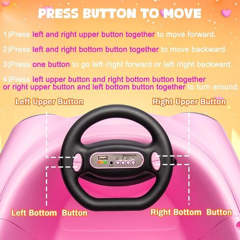 12V Dual Battery Electric Ride on Kids Bumper Car w/Remote Control,360 Degree Spin,Push Rod Rocker Horse Function,3-Speeds Babies & Toddlers Bumping Car Ride on Toy Gift for 1-4 Years Children (Pink) in Kuwait