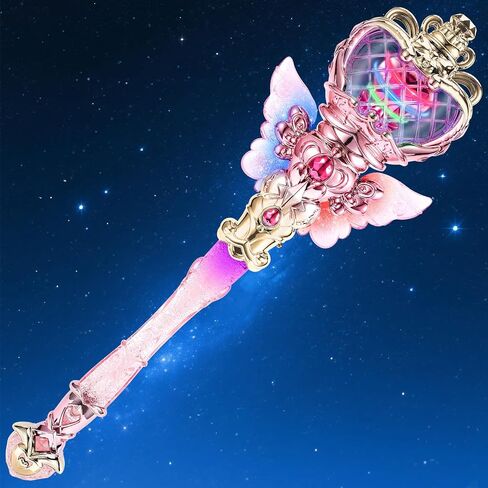 EZVYAO Light Up Princess Wand with Spinning LEDs & Music - Rechargeable Magic Fairy Toys for Kids Girls - Birthday Cosplay Party Favors, Pink in Saudi Arabia