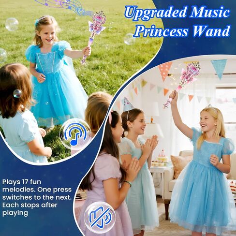 EZVYAO Light Up Princess Wand with Spinning LEDs & Music - Rechargeable Magic Fairy Toys for Kids Girls - Birthday Cosplay Party Favors, Pink in Saudi Arabia