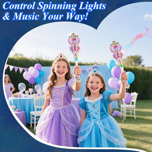 EZVYAO Light Up Princess Wand with Spinning LEDs & Music - Rechargeable Magic Fairy Toys for Kids Girls - Birthday Cosplay Party Favors, Pink in Saudi Arabia