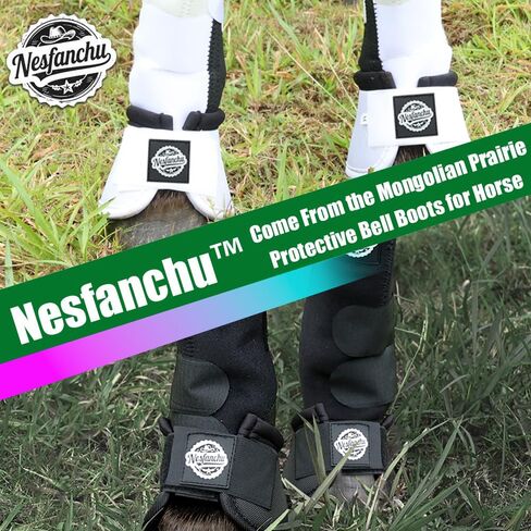 Protective Bell Boots for Horse, Shock Absorbing Hoof Protective Overreach Boot with Anti-Spin Fastening Optimal Protection,Durable & Comfortable,Quick Wrap Hook & Loop in Kuwait