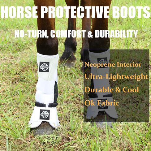 Protective Bell Boots for Horse, Shock Absorbing Hoof Protective Overreach Boot with Anti-Spin Fastening Optimal Protection,Durable & Comfortable,Quick Wrap Hook & Loop in Kuwait