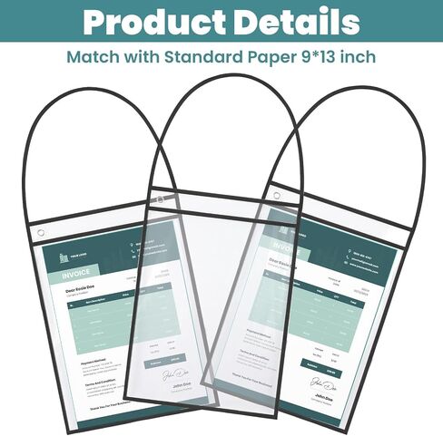 24 Pack Office Products Shop Ticket Holders with Hanging Strap 9 x 12 Inches, Dry Erase Pockets, Job Ticket Holders, Both Sides Clear, Welcome to Work Order (Black) in Saudi Arabia