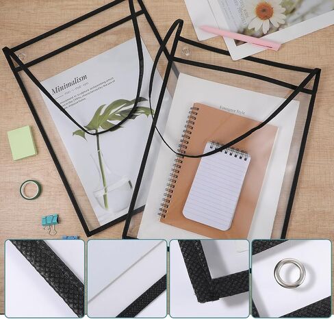 24 Pack Office Products Shop Ticket Holders with Hanging Strap 9 x 12 Inches, Dry Erase Pockets, Job Ticket Holders, Both Sides Clear, Welcome to Work Order (Black) in Saudi Arabia