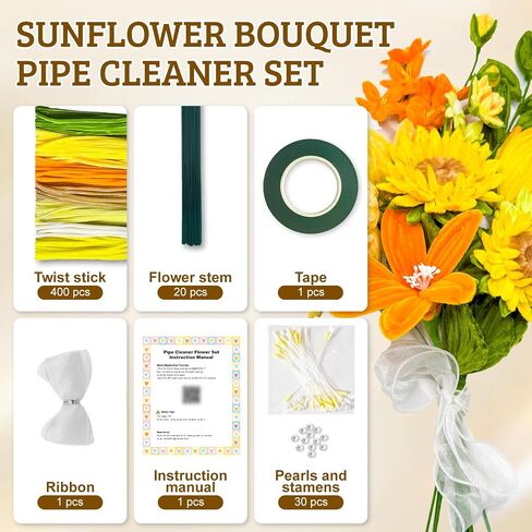 400 PCS Cleaners Cleaners Craft ، 7 ألوان تشنيل ينبع بالجملة ، Limpia pipas para flores ، مجموعة زهرة منظف الأنابيب مع 20 جهازًا الأزهار الخضراء (الأزرق) in Saudi Arabia