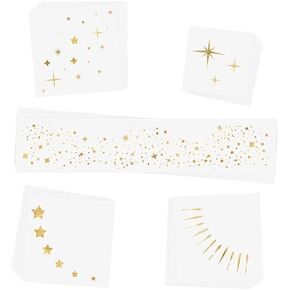 GlowLuxe 25 Pcs Premium Gold Face Glitter Patches - Variety Set of Metallic Freckles & Sparkling Makeup Speckles for Glam Glow-Up - Waterproof Face Jewelry & Face Sparkle Tattoos in Kuwait