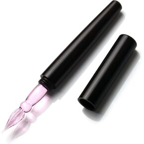 Handmade Black Wood Glass Dip Pen - Crystal Spiral Tip Smooth Cylindrical Pen for Writing Drawing Signature Calligraphy Pen in Saudi Arabia