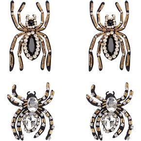WADORN 4pcs Spider Shape Applique, 2 Styles Rhinestone Black Spider Applique Crystal Beaded Spider Sew On Patch Appliques for DIY T-Shirt Jackets Hat Halloween Christmas Party Decor in Kuwait