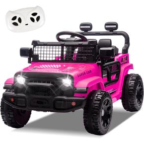 24 فولت ركوب على سيارة Jeep ، ركوب الأطفال على ألعاب مع أولياء الوالدين التحكم عن بعد ، 200W Motor Electric Car for Kids 2-4 مع تعليق رباعي العجلات ، البلوتوث ، MP3 ، الموسيقى ، LED ضوء ، مقعد واحد ، وردي in Kuwait