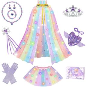 Princess Dress Up for Girls, Light Up Princess Costume Cape Set, Birthday Gifts Toys for Girls 3 4 5 6 Years Old in Kuwait