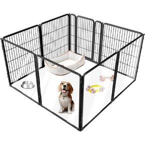 FXW Acrylic & Metal Unleashed Indoor Dog Playpen - مسرحية خالية من الإجهاد وآمنة ، وألواح أكريليك 4 بوصة 4 بوصة + 4 ألواح سلكية القلم الكلب للجرو والكلاب الصغيرة. in Kuwait