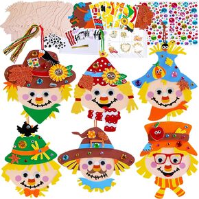Winlyn 24 Sets Fall Craft Kits Autumn Scarecrow Crafts Fall Scarecrow Head Craft Kits Maple Leaves Pumpkins Harvest Foam Stickers Arts and Crafts for Kids Classroom Activities Holiday Party Favors in Saudi Arabia