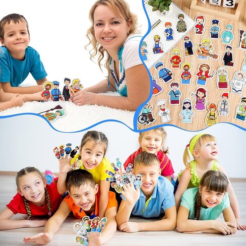 28 Pcs Community Helpers Finger Puppets Pretend Play Toys, People Finger Puppets Professions Multicultural Career Toy Soft Velvet Community Helper Pretend Doll for School Class Prizes Birthday Gift in Saudi Arabia