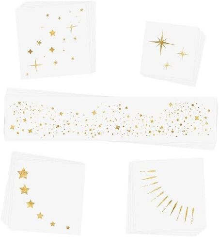 Glowluxe 25 PCS بقع الذهب الذهب الذهب المتأخرة - مجموعة متنوعة من النمش المعدني وتلعيل الماكياج الفوار من أجل Glow Glow -Up - مجوهرات الوجه المقاومة للماء والوشم البريق الوجه in Kuwait