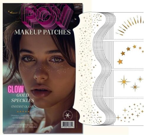 Glowluxe 25 PCS بقع الذهب الذهب الذهب المتأخرة - مجموعة متنوعة من النمش المعدني وتلعيل الماكياج الفوار من أجل Glow Glow -Up - مجوهرات الوجه المقاومة للماء والوشم البريق الوجه in Kuwait