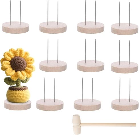 24 PCS Positive Crochet Doll Stands Wooden, Wooden Base Single Dual Needle Holder for Crochet Dolls Figurines Knitted Doll Display Stand for Positive Potato, Base Holder for Support Pickle Animal Toys in Kuwait