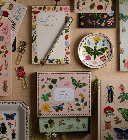 RIFLE PAPER CO. Hydrangea Writing Pen, 5.375" L, 0.5 mm Rollerball Tip, Stainless Steel Body with Brass Accents, Office and School Supplies for Stationery, Notes, and Art in Kuwait