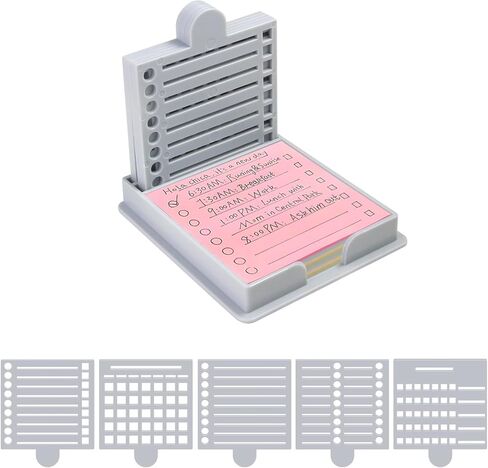 MXFIV Sticky Note حامل مع 5 استنسل مختلف ، 3 × 3 ملاحقة ملطخة stency وحامل ، stency الملاحظة مثالية لقوائم المهام ، المنزل ، المكتب ، أكريليك رمادي بوست هو حامل ملاحظة in Saudi Arabia